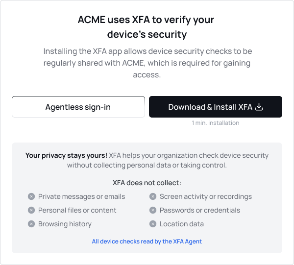 Agentless sign-in options