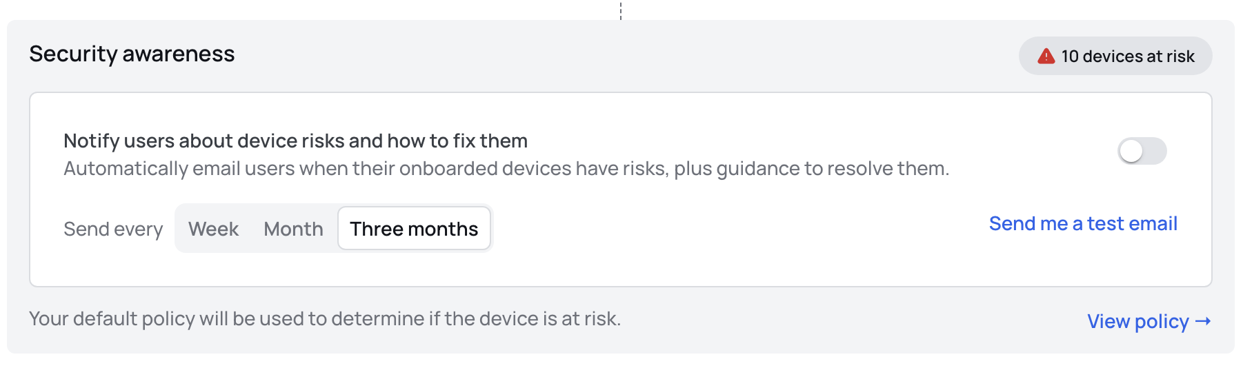 Awareness Risk Configuration Screenshot