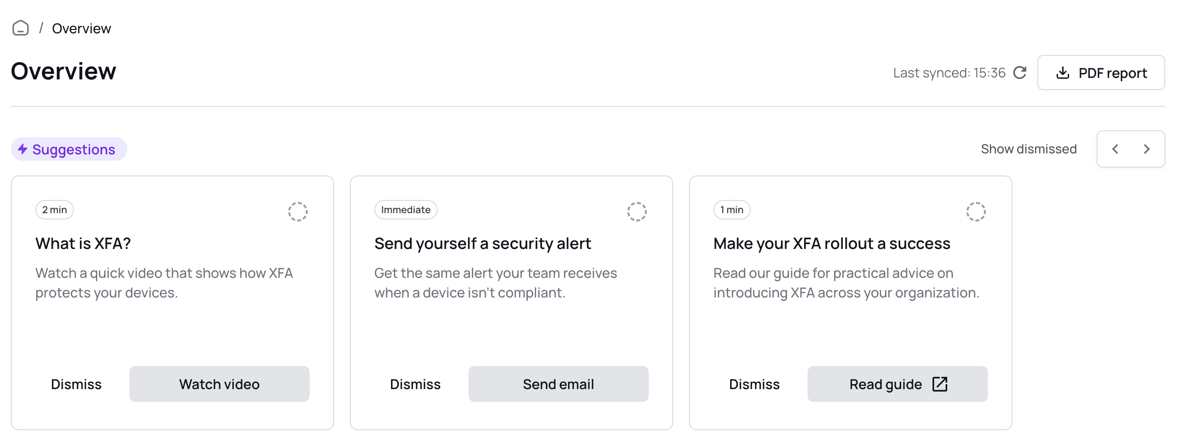 Dashboard suggestions for onboarding