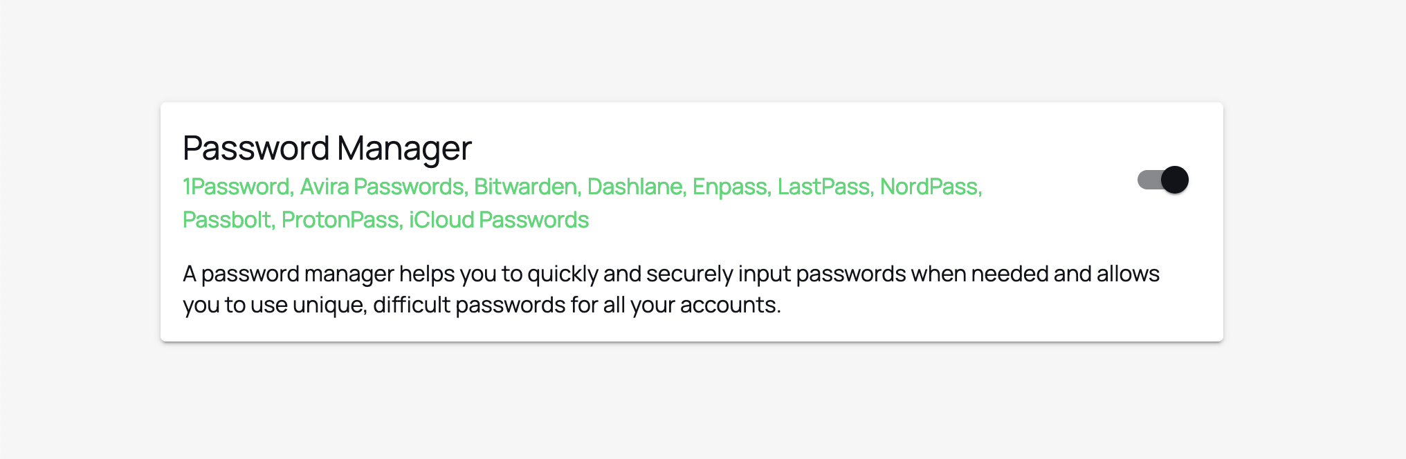 Expanded password manager support