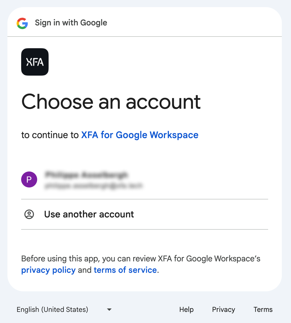 Choose your Google account