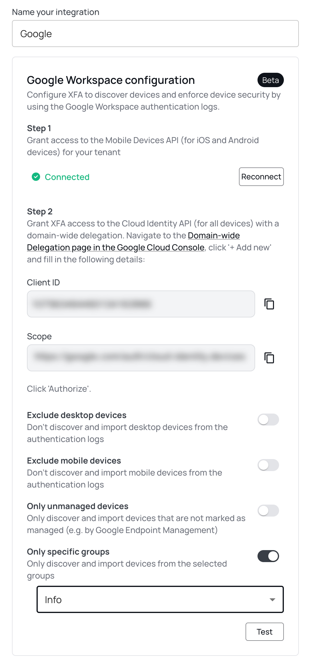 Google Workspace discovery configuration