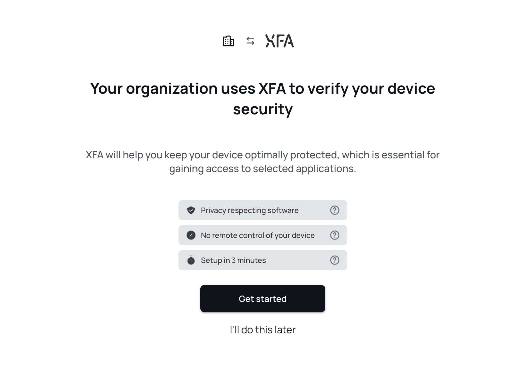 Installation instructions when verifying device