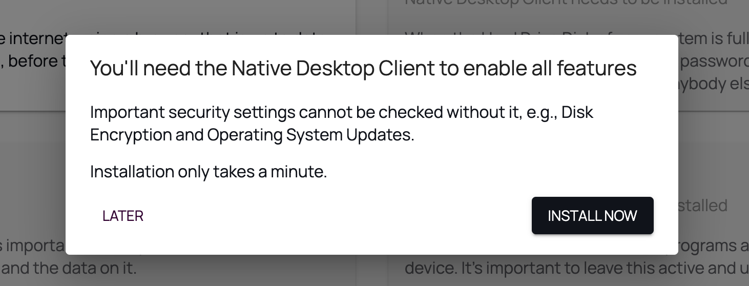 Installation instructions for native desktop app