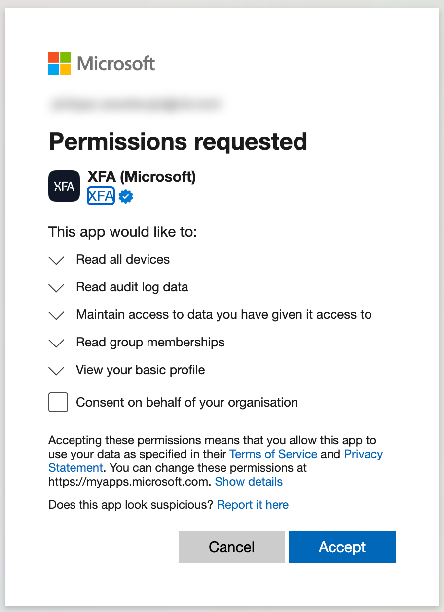 Permissions requested