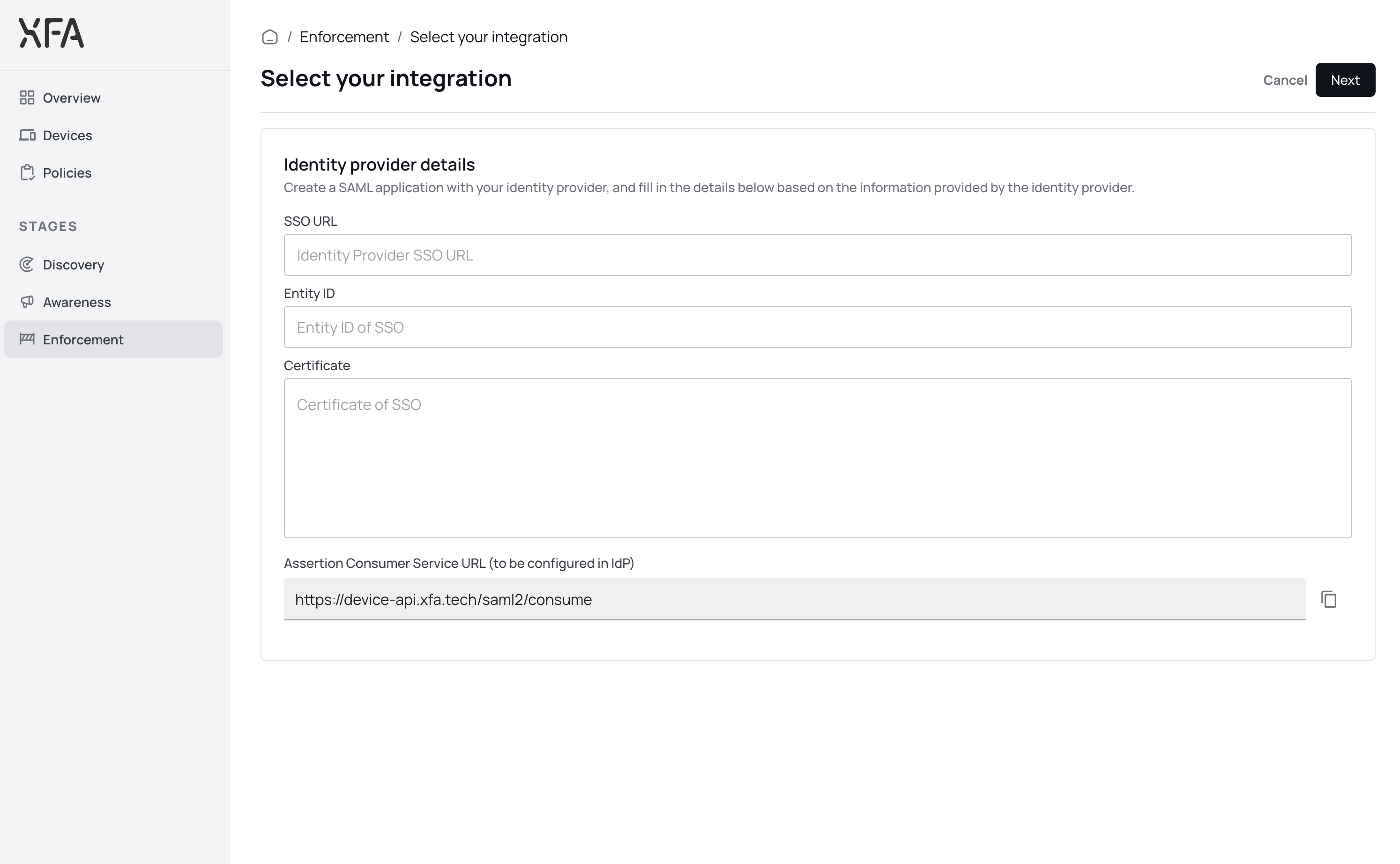 Die Angaben des Identity Providers eintragen