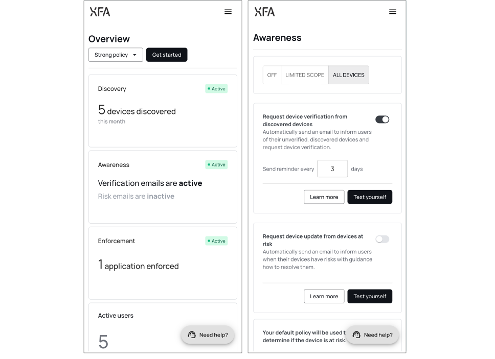 Dashboard op mobiel