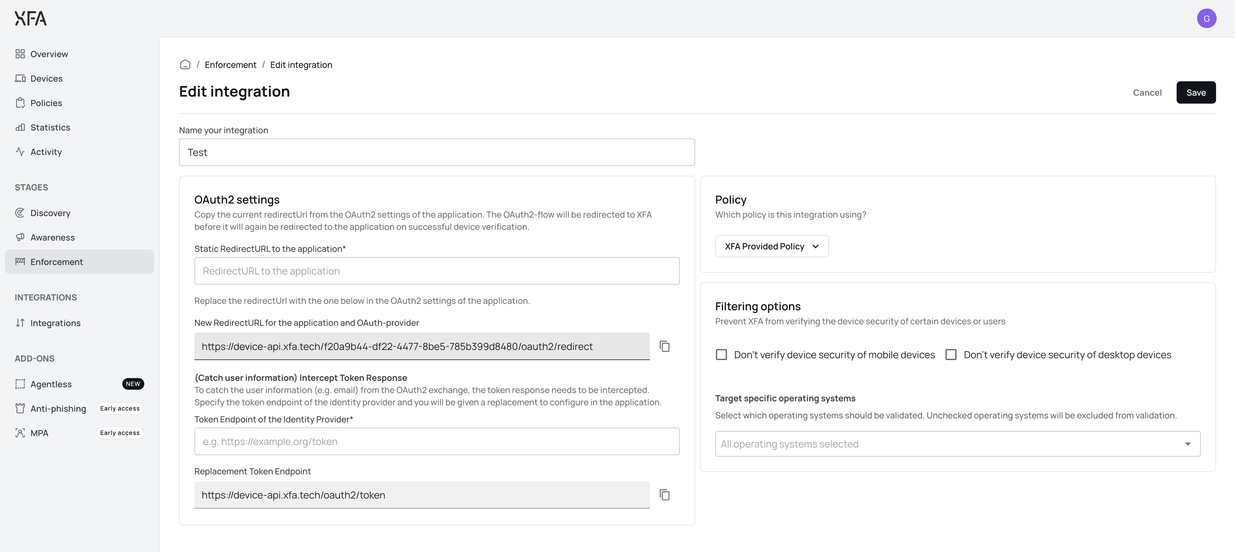 De OAuth2-instellingen invullen